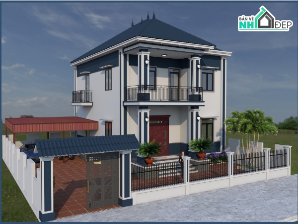 2 tầng,Biệt thự 2 tầng hiện đại,Biệt thự  2 tầng,Biệt thự 2 tầng cad,hiện đại