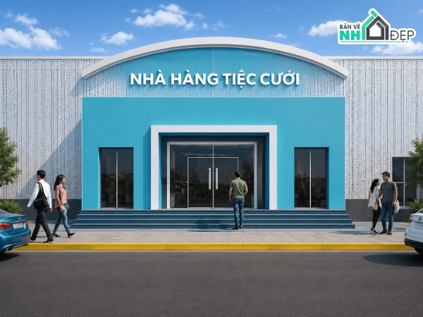Nhà hàng tiệc cưới,Nhà hàng tiệc cưới 1000 khách,Nhà hàng tiệc cưới 1 tầng,Nhà hàng tiệc cưới kích thước 34mx35m