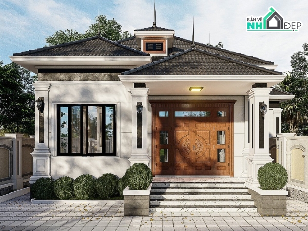 mái nhật 1 tầng,bản vẽ nhà mái nhật,bản vẽ nhà 1 tầng chữ L