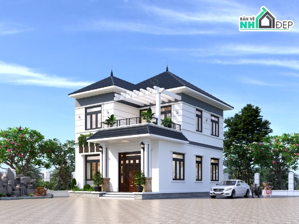 nhà 2 tầng,2 tầng mái nhật,nhà mái nhật 2 tầng