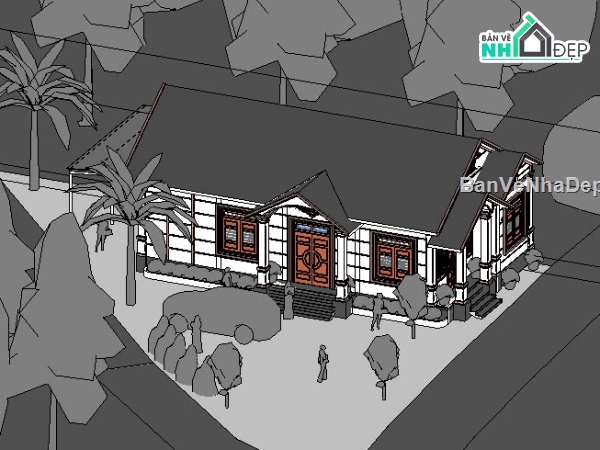 mái thái 1 tầng,mái thái,nhà vườn đẹp,nhà 8x15m đẹp,nhà mái thái 8x15m,mái thái đẹp
