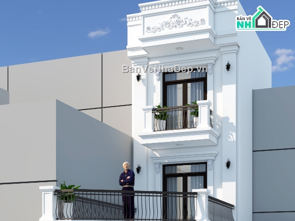 nha pho 3 tang tan co dien,nha pho 3 tang 4.5x21.5m,nha pho 3 tang tan co dien 4.5x21.5m