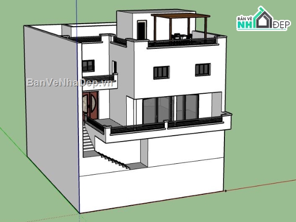 Nhà phố 2 tầng,model su nhà phố 2 tầng,file su nhà phố 2 tầng