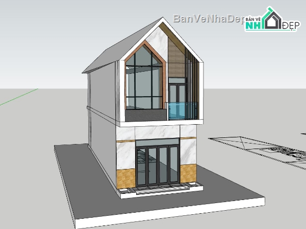 Nhà 2 tầng,file su nhà 2 tầng,phối cảnh nhà phố 2 tầng,mẫu nhà phố đẹp