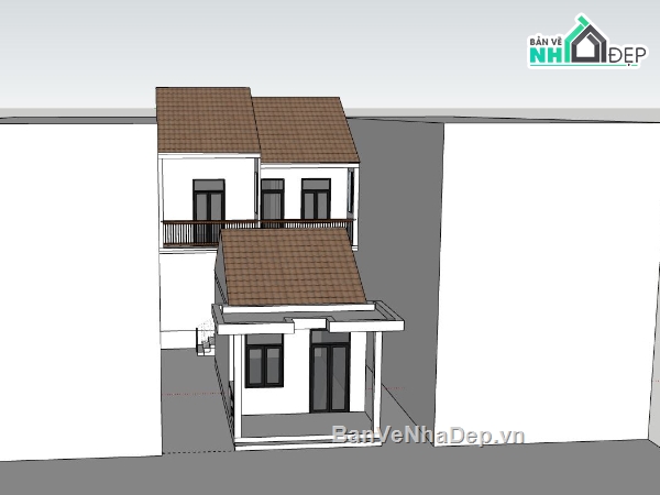 Nhà phố 2 tầng,model su nhà phố 2 tầng,sketchup nhà phố 2 tầng