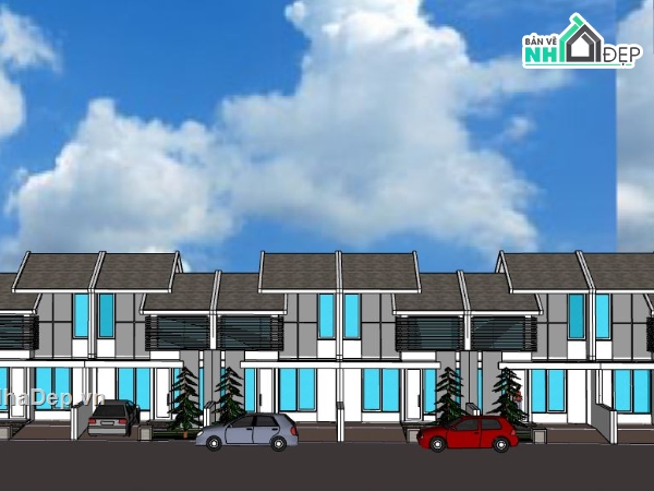 Nhà phố 2 tầng,model su nhà phố 2 tầng,nhà phố 2 tầng sketchup
