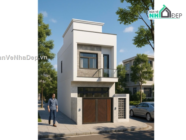 Bản vẽ nhà ống đẹp,Bản vẽ nhà phố đẹp,Bản vẽ nhà góc phố
