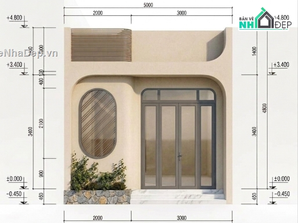 Nhà phố 1 tầng 5x12m,Bản vẽ xin phép xây dựng 5x12m,nhà cấp 4 5x12m