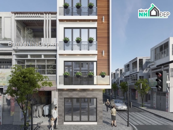 thiết kế nhà phố,mẫu nhà phố 4 tầng,nhà phố 2 mặt tiền