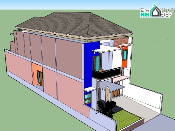 su nhà phố,file sketchup nhà phố,model su nhà phố