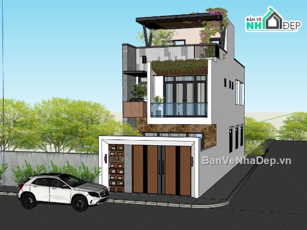 nhà phố 2 tầng 1 tum,thiết kế nhà 6x20m,nhà phố mặt tiền 6m