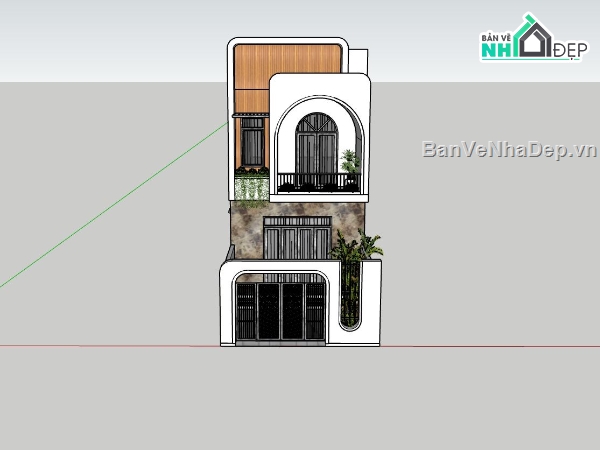 Nhà phố 2 tầng 5.3x19.5m,nhà phố mặt tiền vòm cong,nhà ống 2 tầng hiện đại
