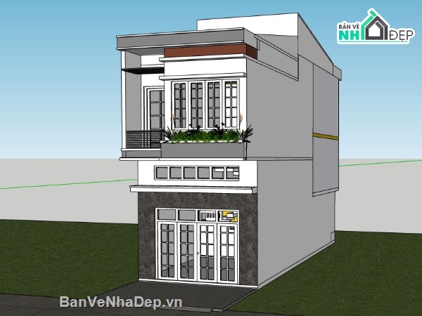 su nhà phố,file sketchup nhà phố hiện đại,su nhà phố 2 tầng