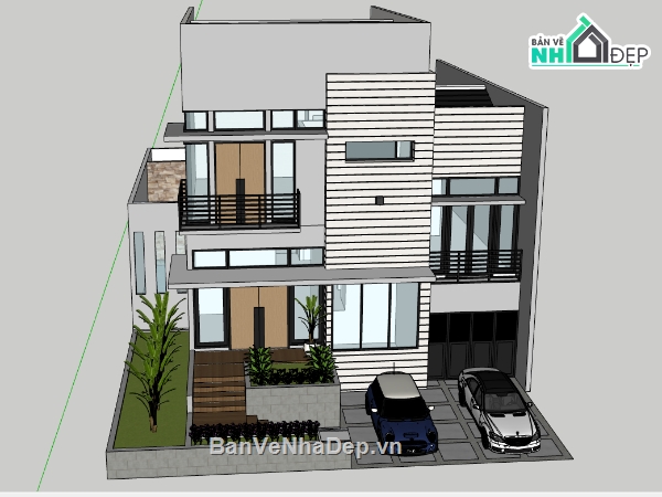 sketchup nhà phố 2 tầng,model 3d nhà phố 2 tầng,model su nhà phố 2 tầng,file su nhà phố 2 tầng,file 3d nhà phố 2 tầng