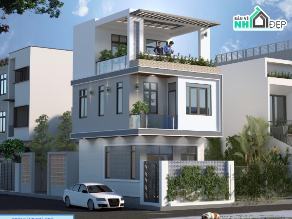 nhà phố 3 tầng,Mẫu nhà phố 3 tầng 5.3x9m,Sketchup nhà 3 tầng,Bản vẽ kiến trúc nhà phố 3 tầng,kiến trúc 3 tầng,Nhà phố