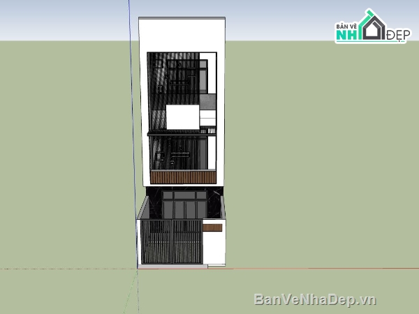 nhà phố 3 tầng,nhà phố hiện đại,file sketchup nhà phố,thiết kế nhà phố