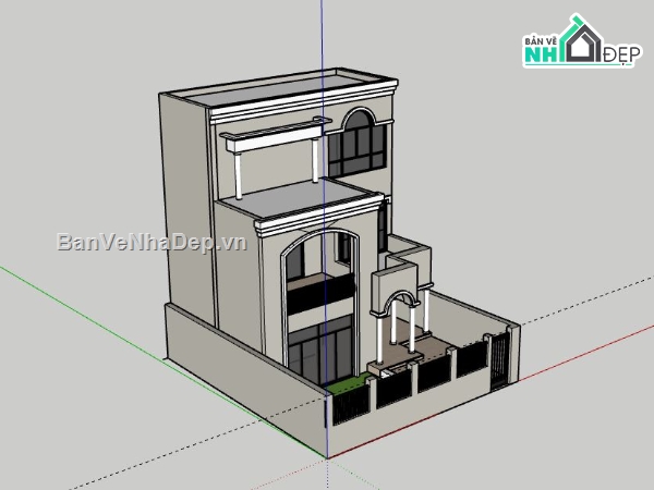 Nhà phố 3 tầng,sketchup Nhà phố 3 tầng,file su nhà phố 3 tầng