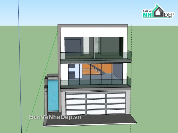 Nhà phố 3 tầng,model su nhà phố 3 tầng,sketchup nhà phố 3 tầng