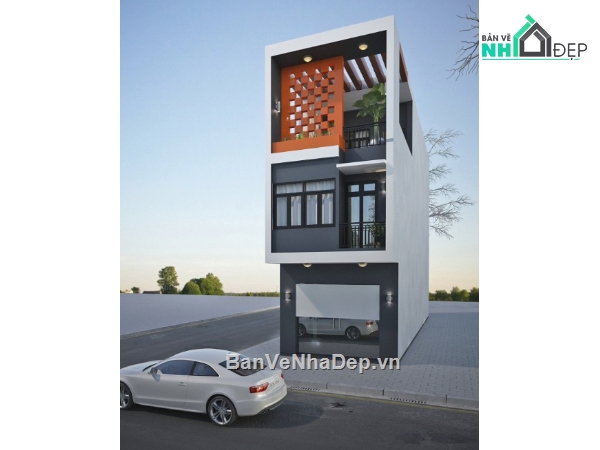 Nhà phố,nhà phố 3 tầng,file cad nhà phố 3 tầng