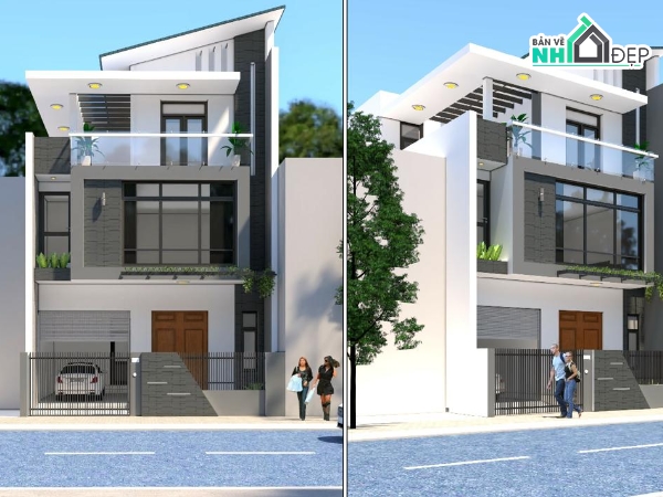 Nhà phố 3 tầng,Nhà phố 3 tầng hiện đại,bản vẽ nhà phố 3 tầng