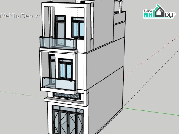 Nhà phố 3 tầng,Nhà phố 3 tầng hiện đại,model su nhà phố 3 tầng,nhà phố 3 tầng file su,sketchup nhà phố 3 tầng