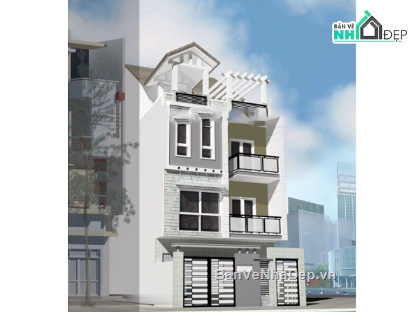 Nhà phố,cad nhà 3 tầng,nhà phố 3 tầng