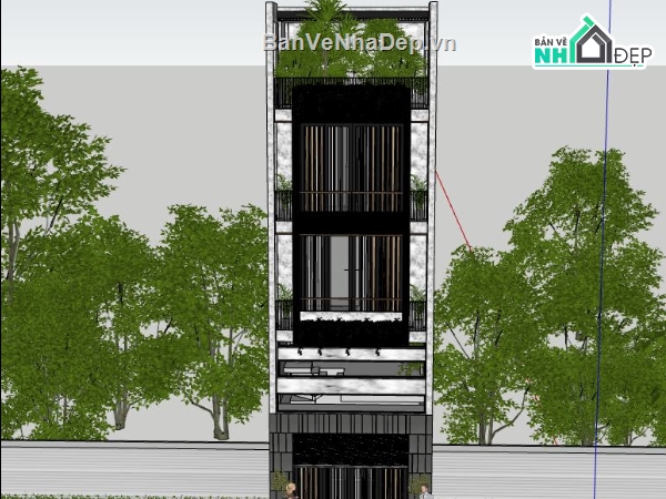 3 tầng,sketchup nhà phố 3 tầng,model su nhà phố 3 tầng