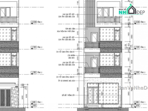 Nhà 4 tầng đẹp,nhà phố 4 tầng,Nhà phố,cad nhà phố 4 tầng