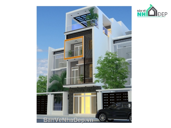 Nhà phố 4 tầng,Nhà phố,cad nhà phố 4 tầng,nhà phố 4 tầng file cad