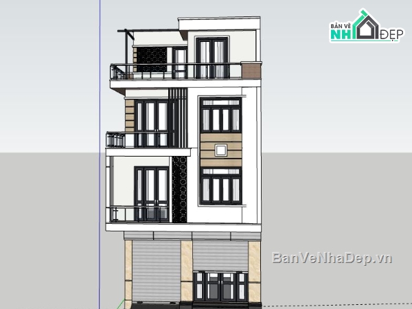 Nhà phố 4 tầng,model su nhà phố 4 tầng,file sketchup nhà phố 4 tầng,nhà phố 4 tầng file su,file su nhà phố 4 tầng