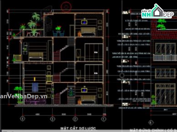 nhà phố 4 tầng,file cad nhà phố 4 tầng,nhà phố file cad,bản vẽ nhà phố