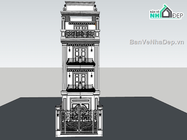 nhà phố 4x17m,su nhà phố,model su nhà 4 tầng