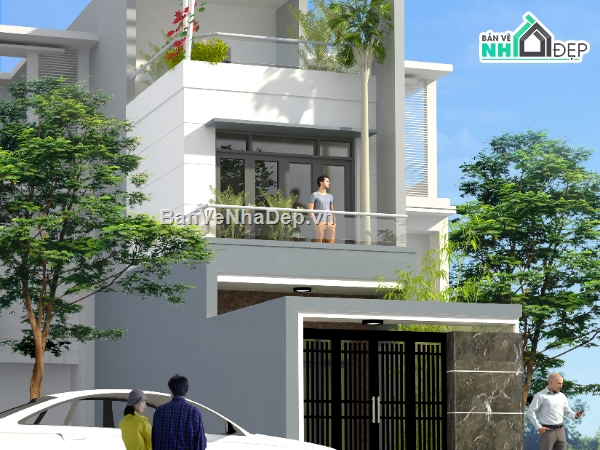 Bản vẽ kiến trúc Nhà,Nhà phố,kết cấu 2 tầng,full bản vẽ nhà phố