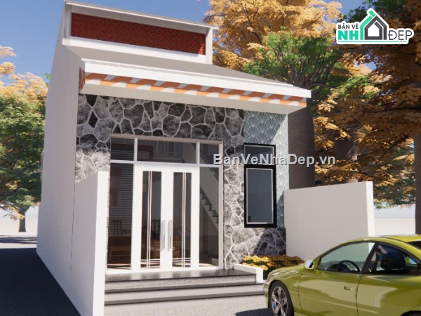 nhà phố đẹp,nhà kích thước 5 x 15m,nhà đẹp 1 tầng,nhà phố 1 tầng đẹp,nhà gác lửng 1.5 tầng,mẫu nhà gác lửng đẹp
