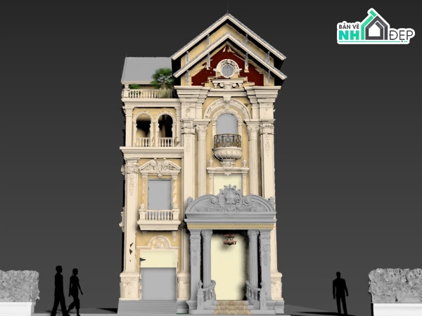 nhà phố mái thái,nhà tân cổ điển mái thái,nhà phố 3 tầng tân cổ