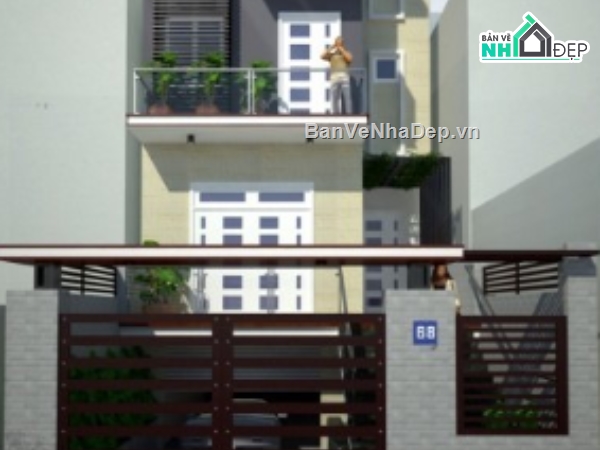 Nhà phố,nhà phố 3 tầng,cad nhà phố 3 tầng