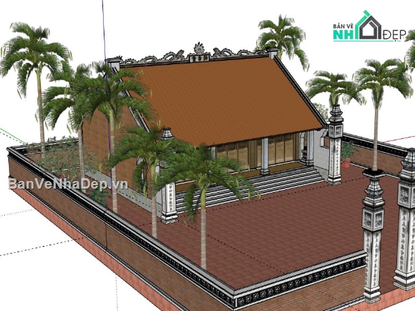 Nhà thờ họ,file sketchup nhà thờ họ,nhà thờ họ file su,model su nhà thờ họ,nhà thờ họ file sketchup