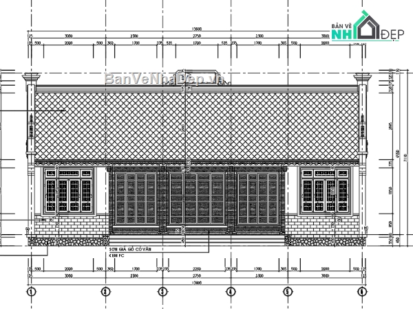 Nhà thờ họ 5 gian KT8x16m,nhà thờ họ,nhà thờ đẹp,nhà thờ họ có phòng ngủ,nhà thờ 5 gian,bản vẽ nhà thờ