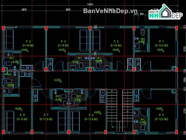 kiến trúc 3 tầng,nhà 3 tầng,thiết kế nhà trọ,thiết kế nhà trọ có gác lửng,bản vẽ nhà trọ