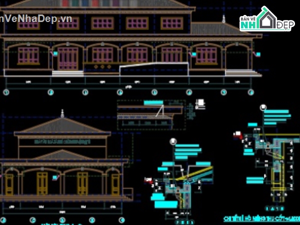 file cad nhà văn hóa,nhà văn hóa file cad,Nhà văn hóa Autocad