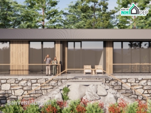 nhà vườn 1 tầng,cad nhà vườn 1 tầng,file cad nhà vườn 1 tầng