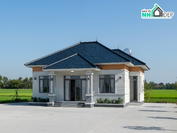 nhà mái nhật,biệt thự 1 tầng mái nhật,revit biệt thự 1 tầng mái nhật