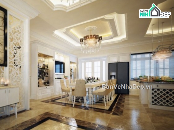 nội thất biệt thự 3 tầng,cad nội thất,file cad nội thất biệt thự