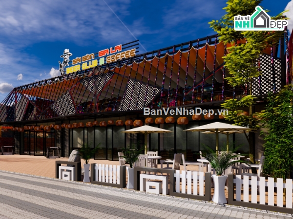 Nội thất 3D,Nội thất 2D,thiết kế nội thất coffee