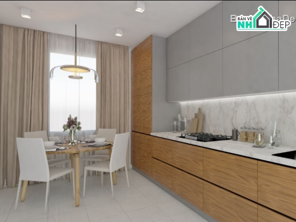 phòng bếp sketchup,Nội thất phòng bếp sketchup,phòng bếp hiện đại