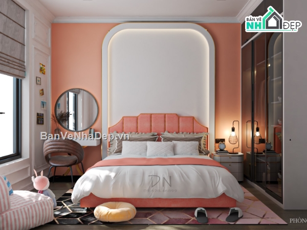 thiết kế phòng ngủ hiện đại,thiết kế phòng ngủ sketchup,nội thất phòng ngủ sketchup