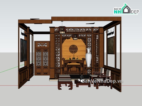 model phòng thờ,Nội thất phòng thờ,phòng thờ su