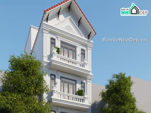 nhà 4 tầng,nhà phố cổ điển,nhà phố tân cổ điển