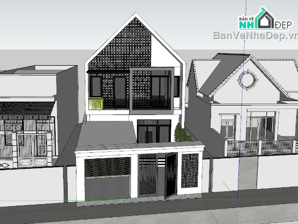 nhà phố,nhà 2 tầng,model nhà phố
