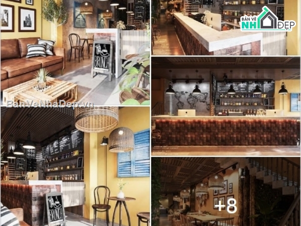 Nội thất quán cafe,3dmax thiết kế quán cafe,working space,dự án tổ hợp cafe,quán coffee